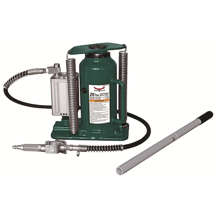 Safeguard Air/Hydraulic Bottle Jack, Welded Base, Steel, 20 Ton Capacity 61206